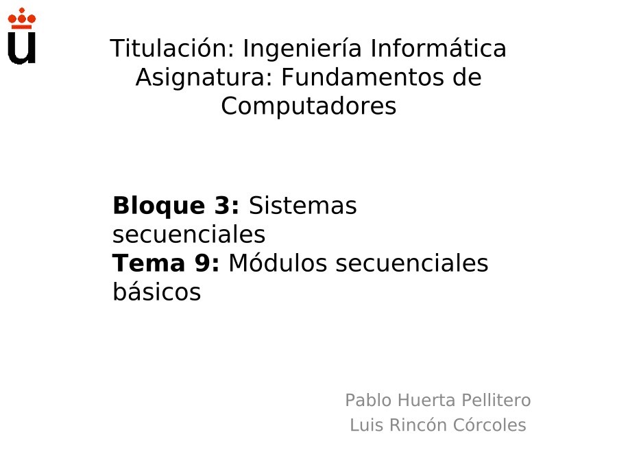 Imágen de pdf Bloque 3: Sistemas secuenciales - Tema 9: Módulos secuenciales básicos